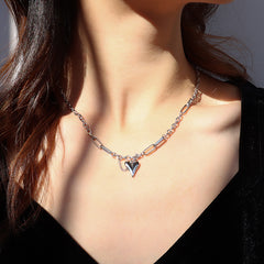 Open Heart Pendant Chain Necklace