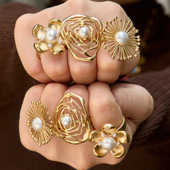 Flower Pearl-Look Statement Ring Designs