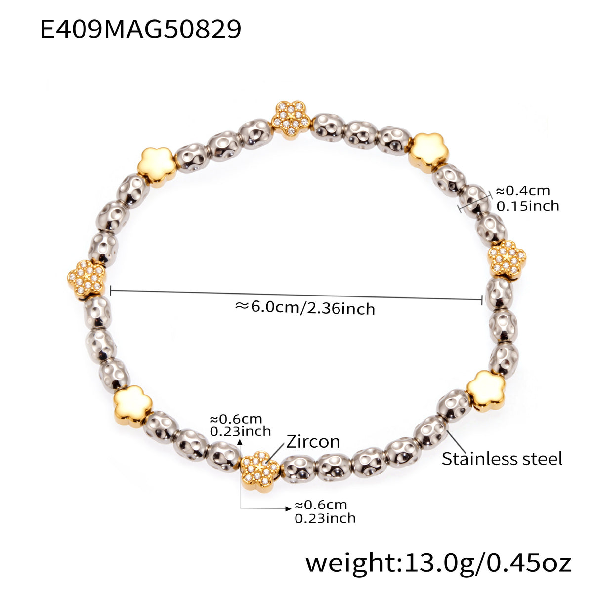 18K Gold-Plated Two-Tone Star Bead Bracelet
