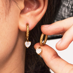 18K Gold-Plated Cubic Zirconia Charm Hoop Designs