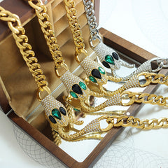 Stone-Accent Snake Head Chain Necklace