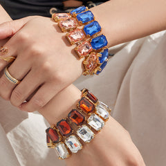 18K Gold-Plated Czech Glass and Cubic Zirconia Jewelry