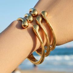 Smooth Teardrop Open Cuff Bracelet