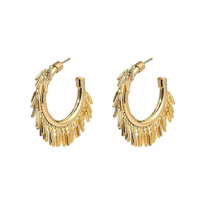 Nadine Statement Tassel Hoop Earrings