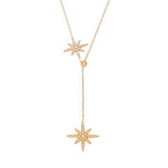Cubic Zirconia Starburst Lariat Necklace