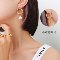 Asymmetric Pearl-Look Drop Earrings