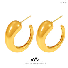 18K Gold-Plated Sculptural C-Hoop Earrings