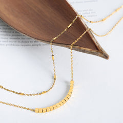 Gold-Tone Geometric Double-Layer Necklace