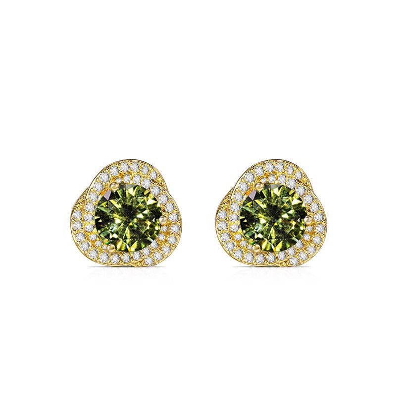 Camille Vintage-Inspired Emerald-Tone Crystal Stud Earrings
