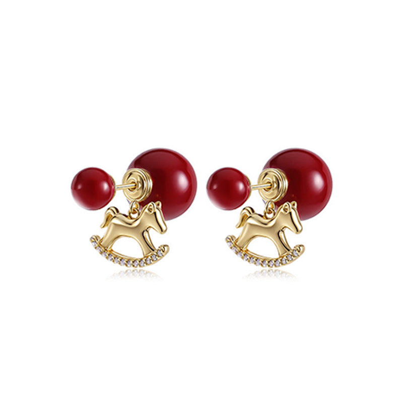 Camille Pearl Horse Stud Earrings
