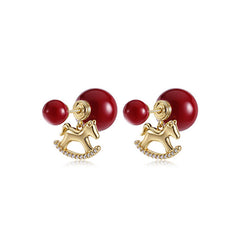 Camille Pearl Horse Stud Earrings