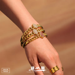 18K Gold-Plated Cubic Zirconia Link Bangle Bracelet