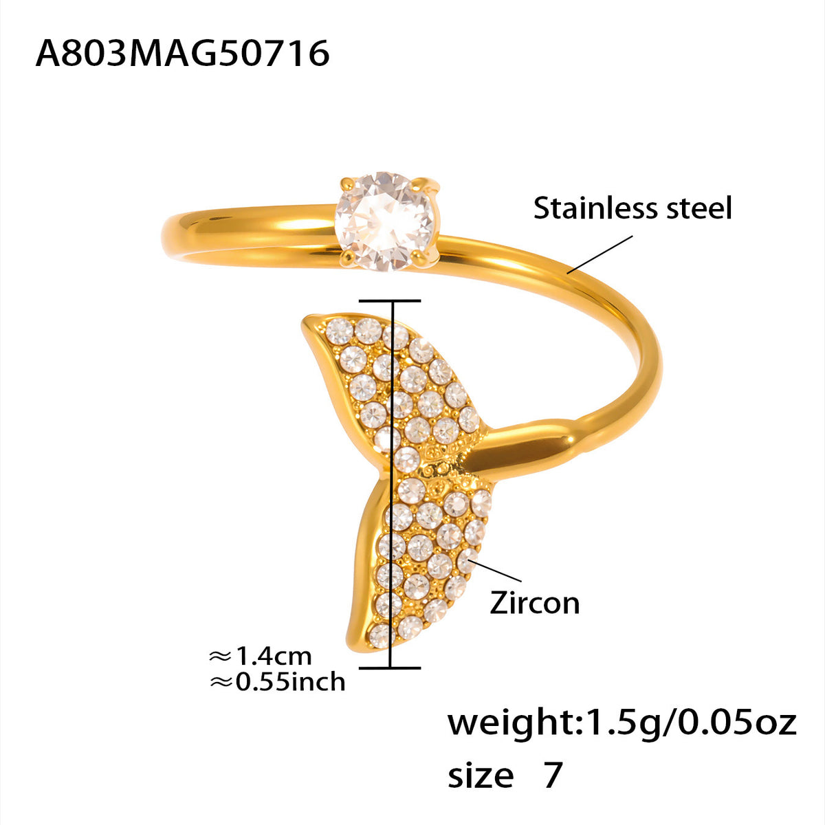 Ocean Motif Cubic Zirconia Open Ring Designs