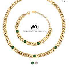Cubic Zirconia Cuban Link Necklace or Bracelet