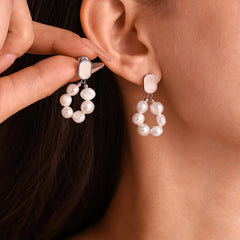 Freshwater Pearl Open-Circle Drop Earrings