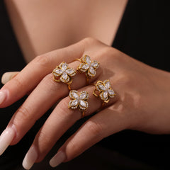 Gold-Tone Rotating Flower Cubic Zirconia Jewelry & Chains