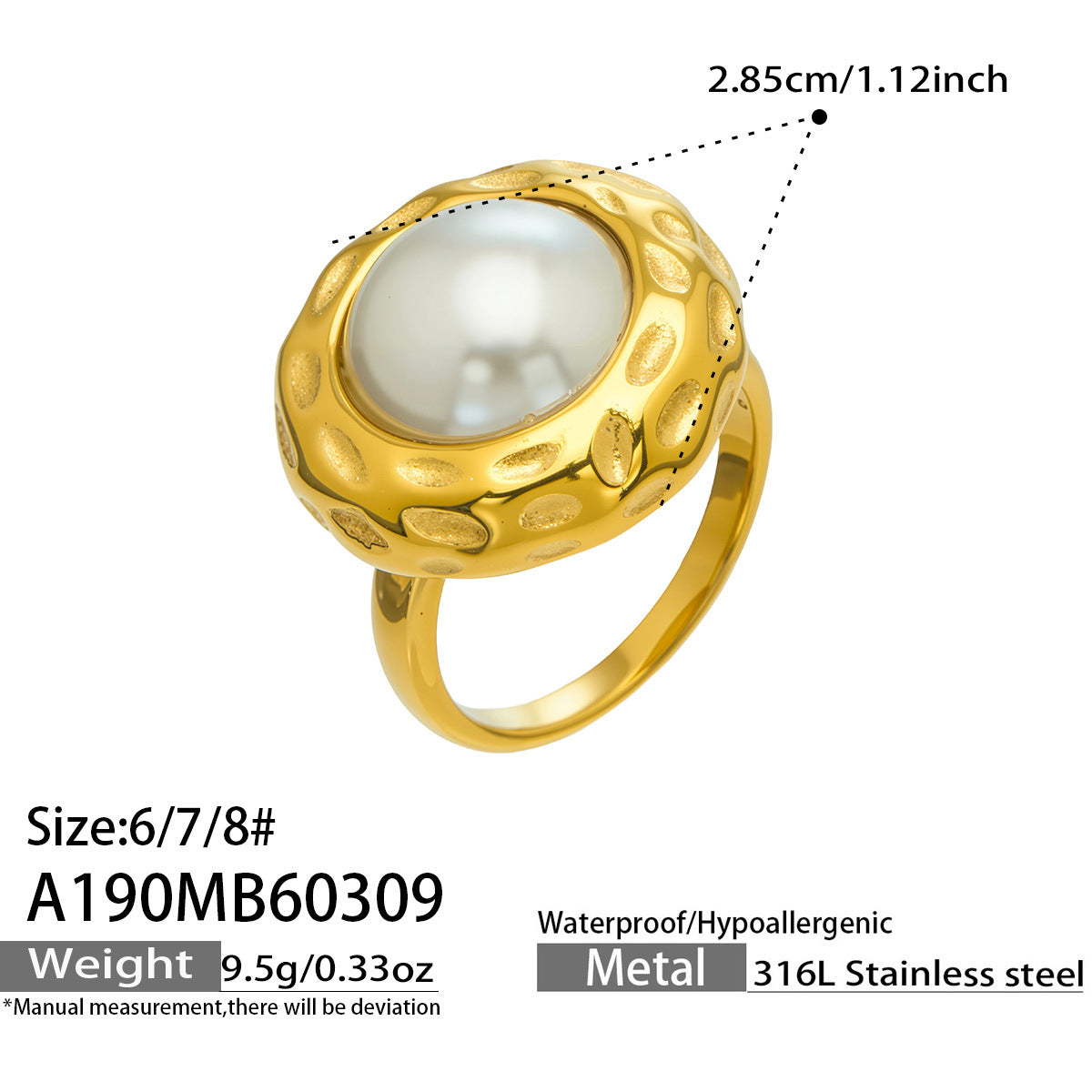 Hammered Shell-Pearl-Look Ring Collection
