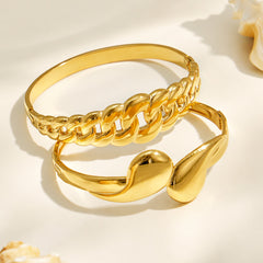 18K Gold-Plated Teardrop and Link Bangle Designs