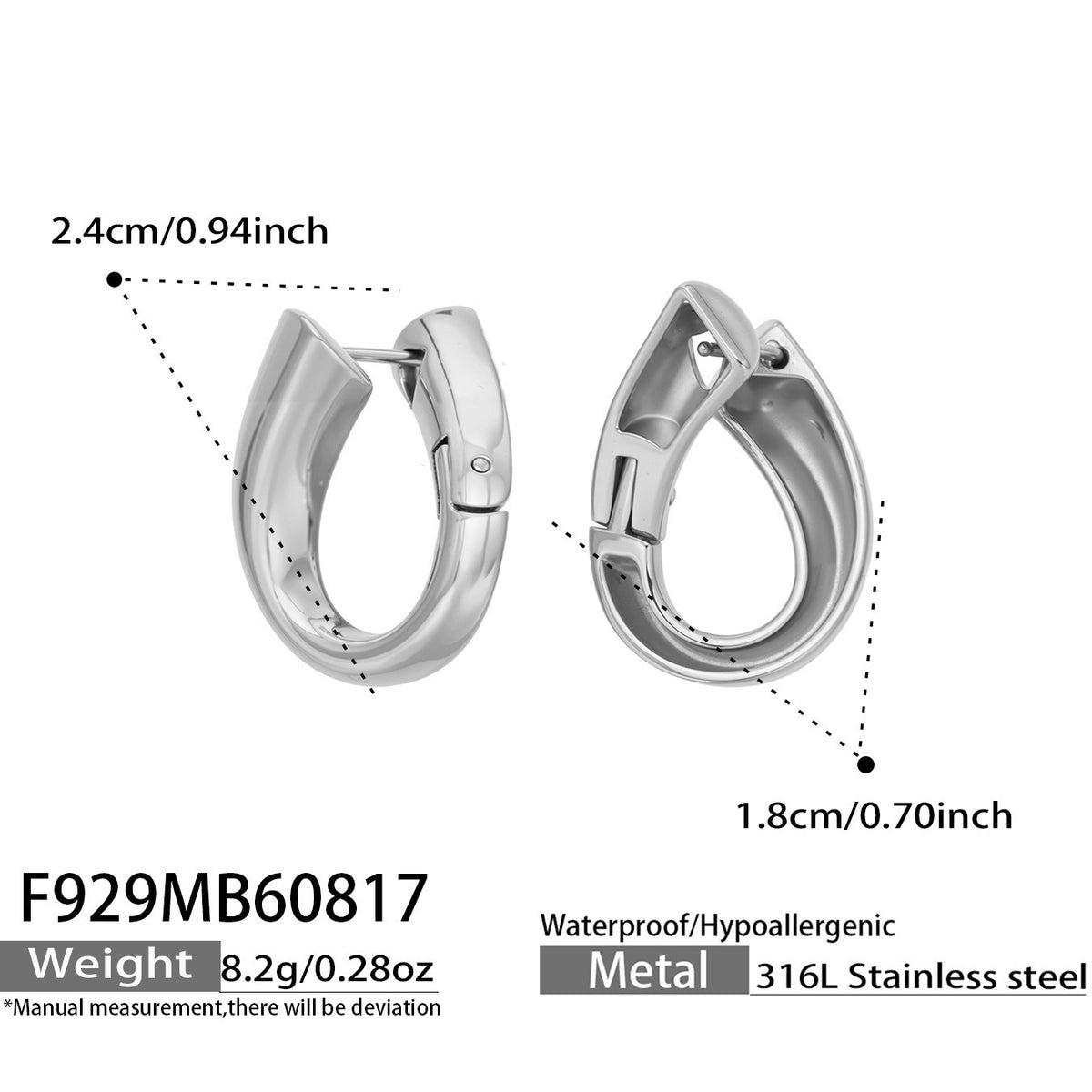 Open Teardrop Stainless Steel Hoop Earrings