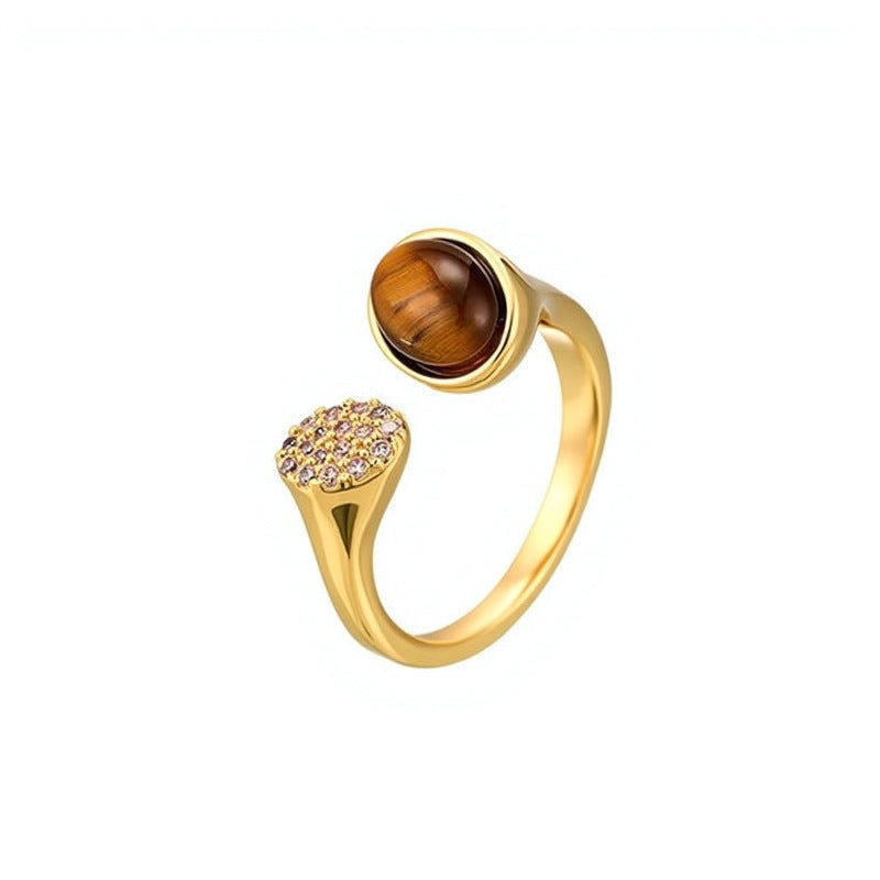 Camille Vintage-Inspired Tiger-Eye Adjustable Ring
