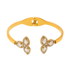 Cubic Zirconia Three-Petal Open Cuff Bracelet