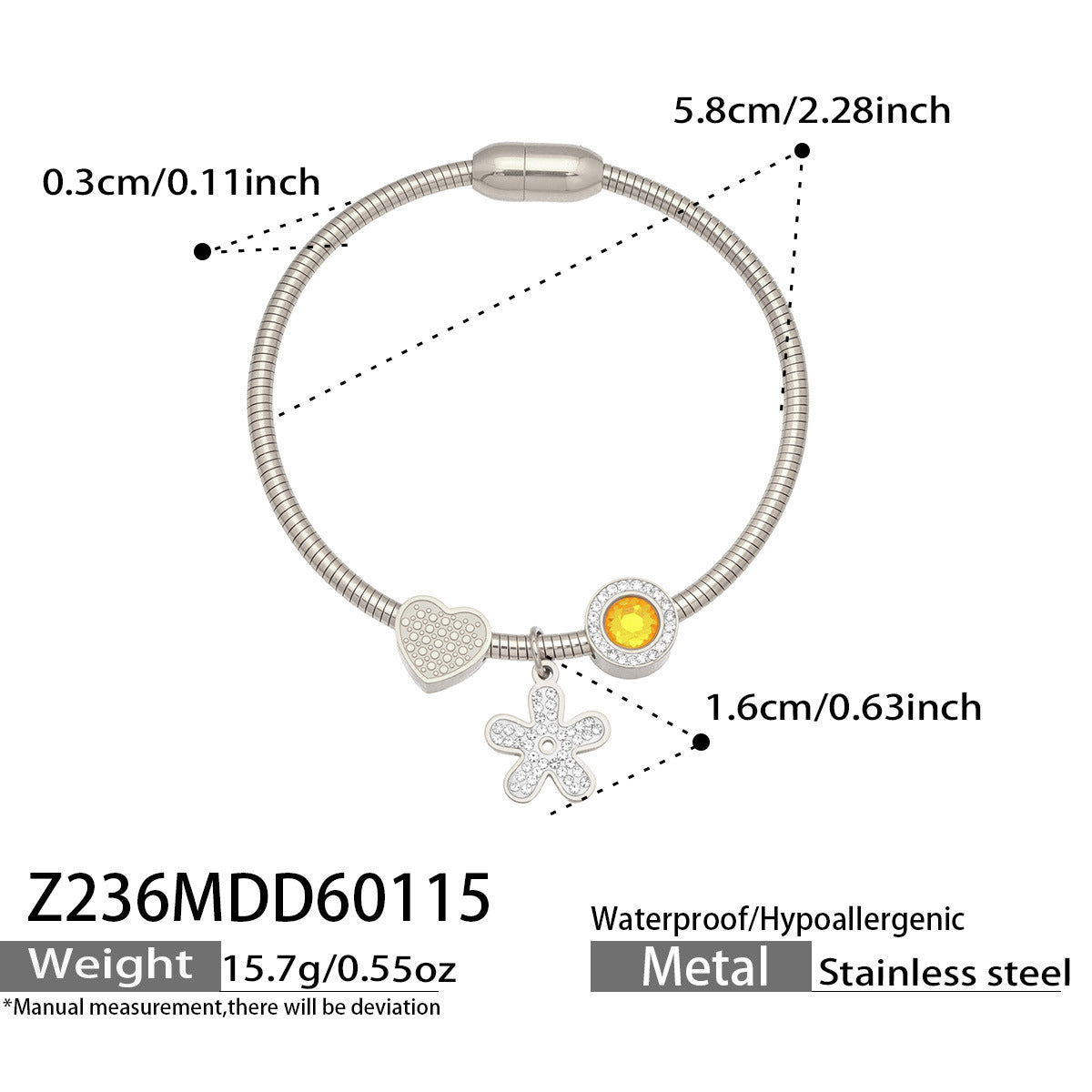 Charm-Accent Flexible Cuff Bracelets