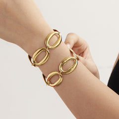 Polished Oval Link Necklace and Bracelet