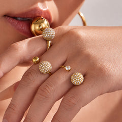 Cubic Zirconia Sphere Open Rings