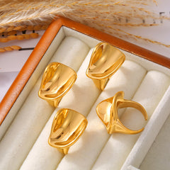 18K Gold-Plated Curved Statement Open Ring