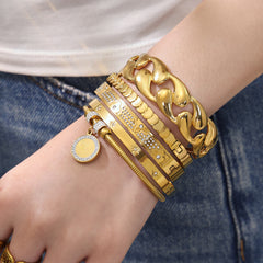 18K Gold-Plated Geometric Cubic Zirconia Clasp Bracelets