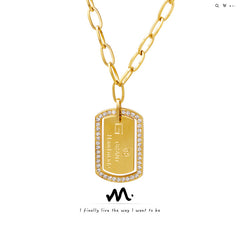 Sparkling Border Tag Long Necklace