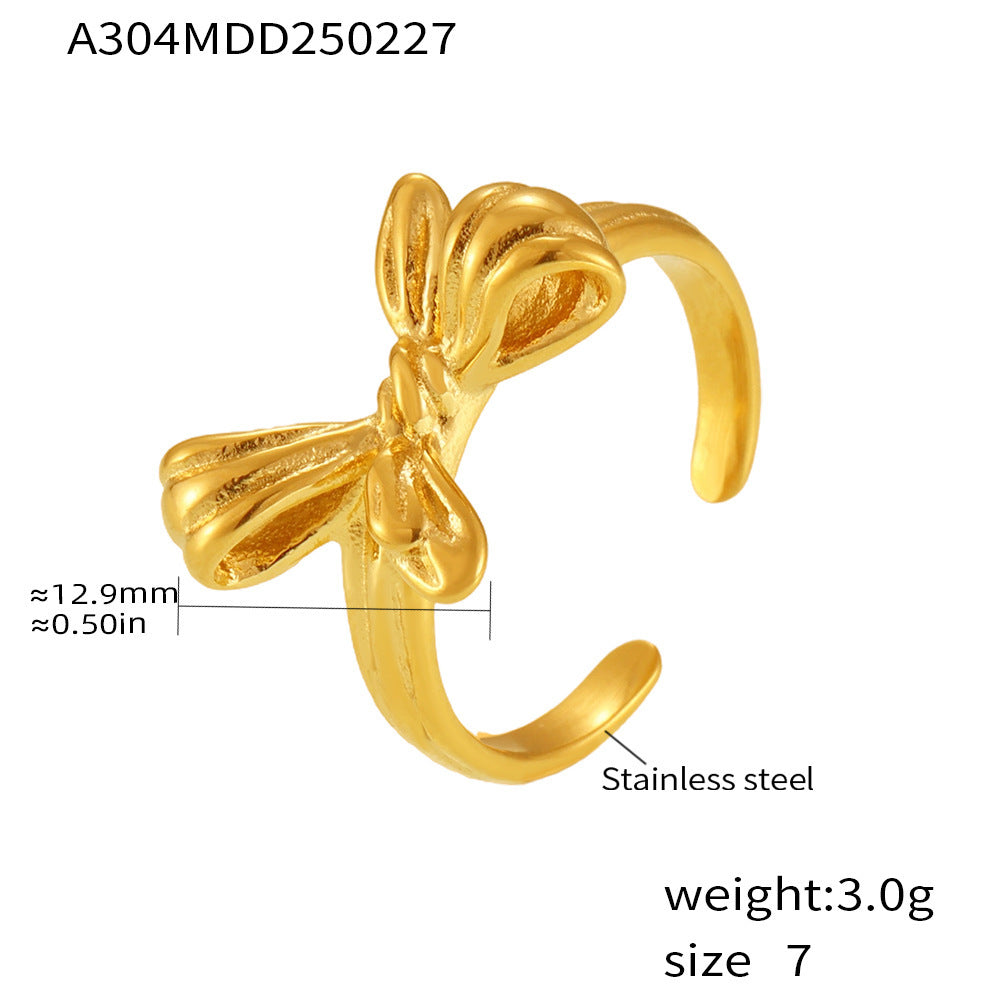 Gold-Tone Bow Open Ring