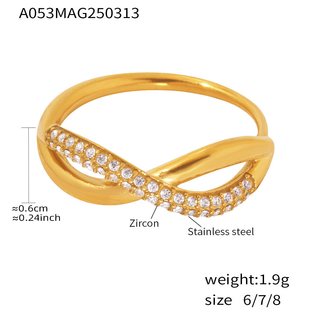 Cubic Zirconia Crossed Open Ring