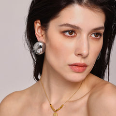 Rounded Stainless Steel Statement Stud Earrings