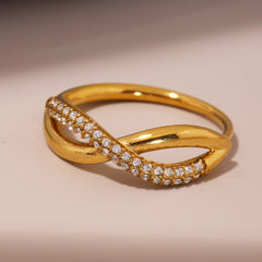 Cubic Zirconia Crossed Open Ring