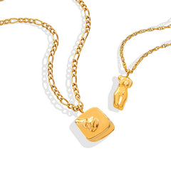 18K Gold-Plated Figure or Tag Pendant Necklace