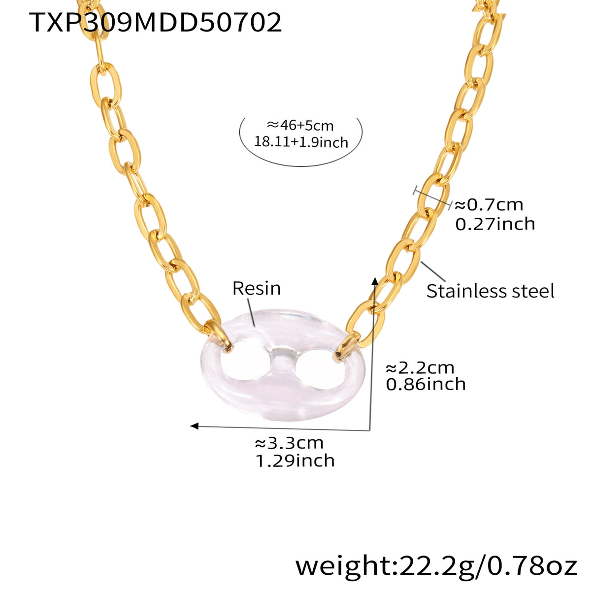 Resin Oval Link Pendant Necklace