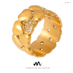 18K Gold-Plated Heart Detail Ring