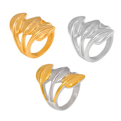 18K Gold-Plated Leaf Heart Sculptural Ring