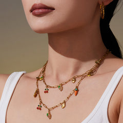 18K Gold-Plated Fruit Charm Necklace, Bracelet or Anklet