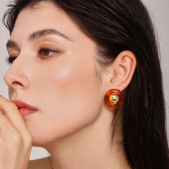 18K Gold-Plated Resin Dome Stud Earrings