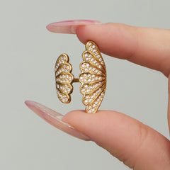 Cubic Zirconia Scallop Shell Open Ring