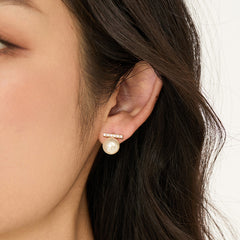 Daphne Vintage-Inspired Pearl Pavé Stud Earrings No. 996667
