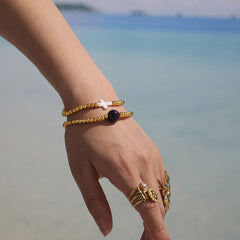 Agate or Shell Accent Cross Bracelet