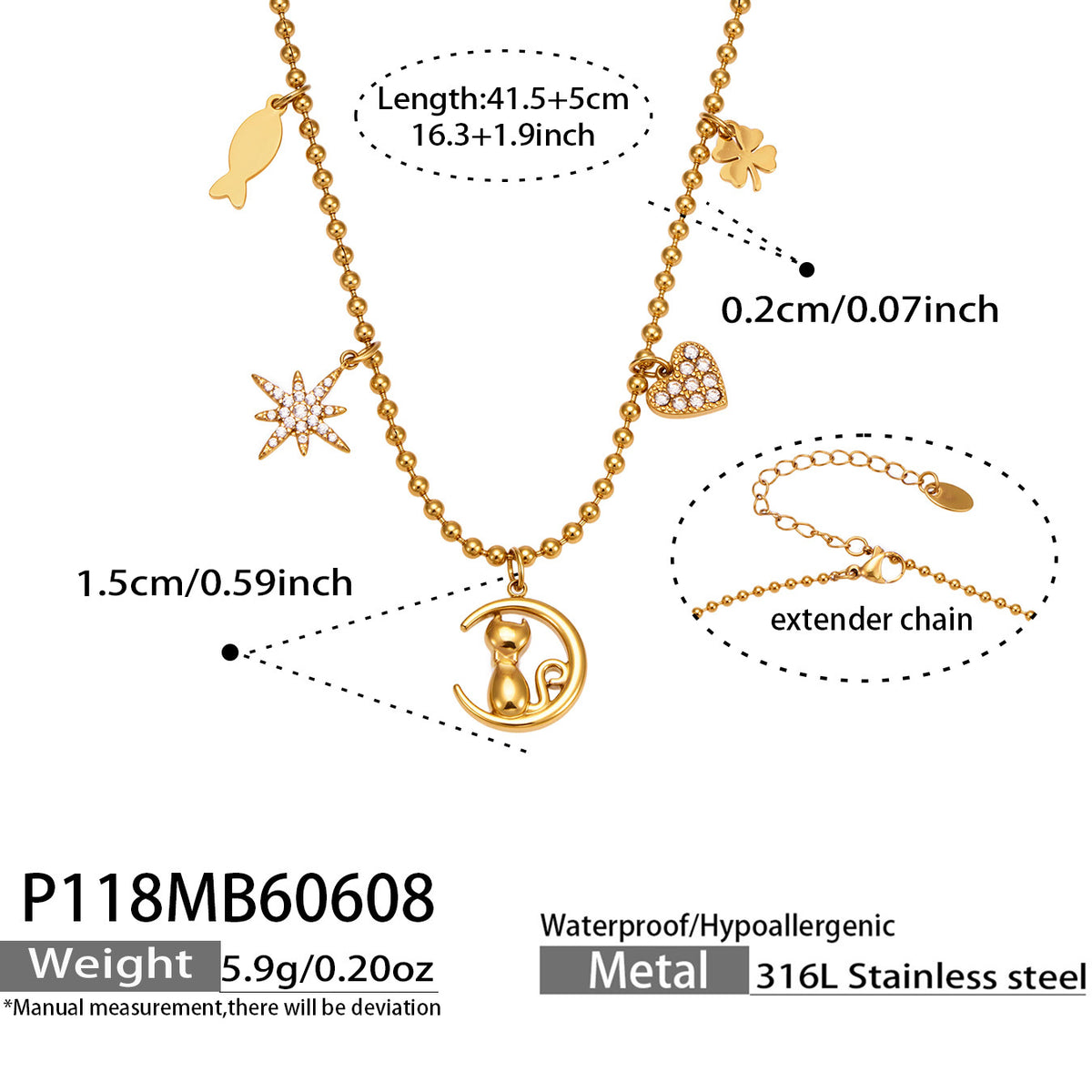 Cubic Zirconia and Bear Charm Necklaces