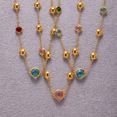 Faceted Glass Round Station Necklace