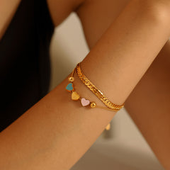 Colorful Enamel Heart Layered Necklace or Bracelet