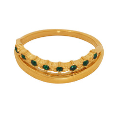 18K Gold-Plated Green Cubic Zirconia Band Ring