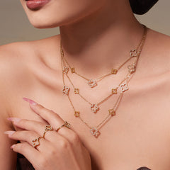 18K Gold-Plated Open Clover Necklace, Earrings or Ring