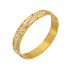 Gold-Tone Single-Line Cubic Zirconia Bangle